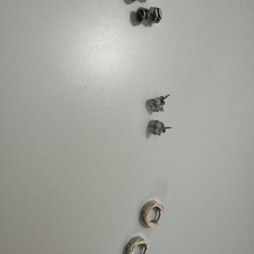 Men’s Earring Set – Studs + Hoops – Stainless / CZ – Bundle Deal